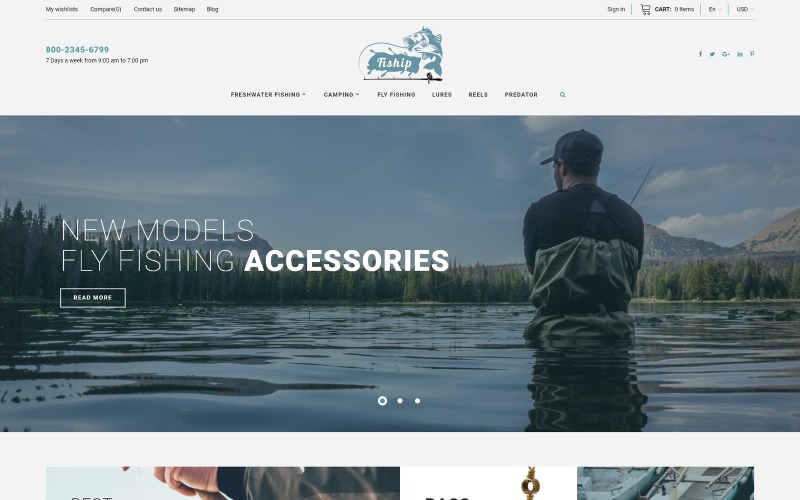 рыболовный магазин шаблон prestashop тема