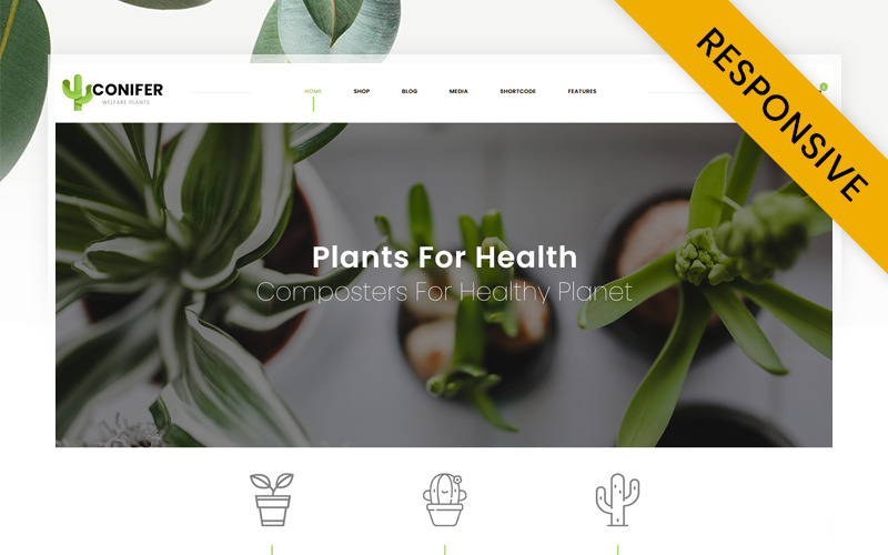 хвойные растения магазин woocommerce тема