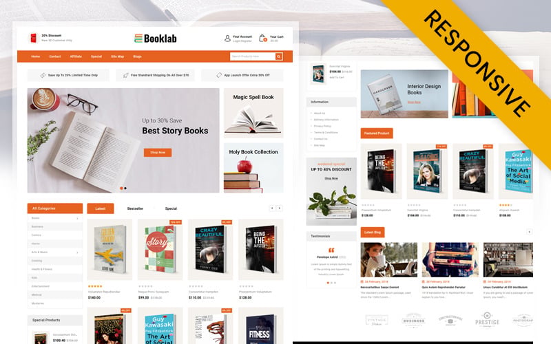 книжный магазин шаблон opencart