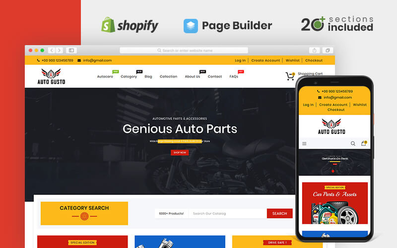 магазин автозапчастей auto gusto shopify тема