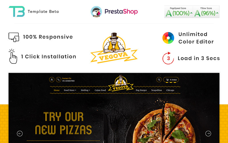 vegova food and restaurant prestashop theme