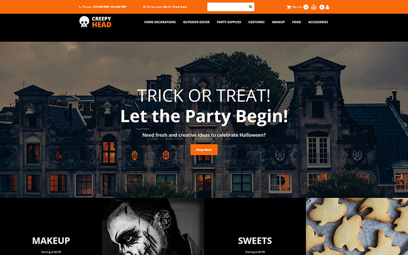 шаблон электронной коммерции halloween store motocms