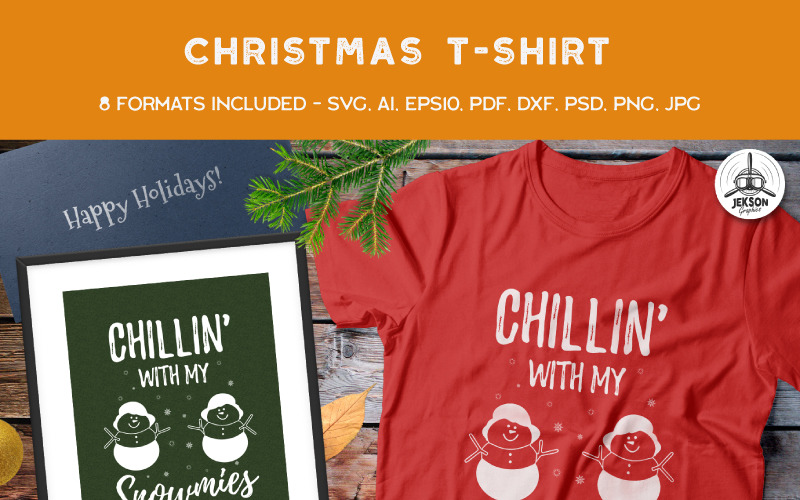 Download T-shirt Design "Funny Christmas Snowman - T-shirt Design" / Funny Christmas Snowman - T-shirt Design - T-shirt Design на тему графика christmas tshirt party holiday xmas vector logo print sweater new year ugly branding decoration template set svg bundle christmas badges
