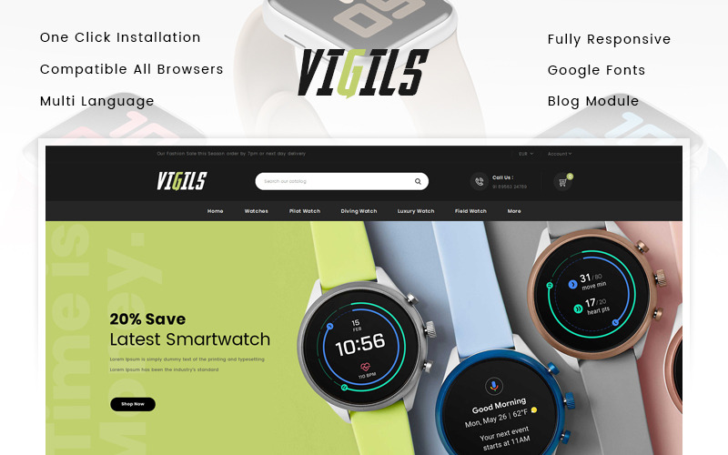 тема магазина умных часов prestashop