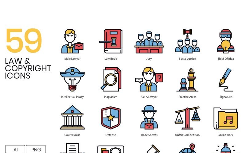 Download Набор иконок "59 Law _ Copyright Icons Set" / 59 Law _ Copyright Icons Set - Набор иконок на тему графика 