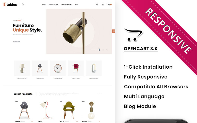 шаблон мега мебельного магазина opencart