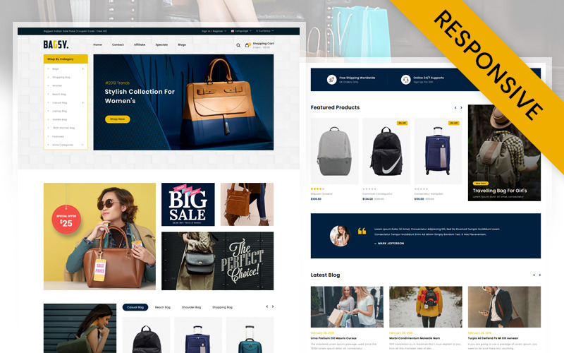 шаблон магазина сумок opencart