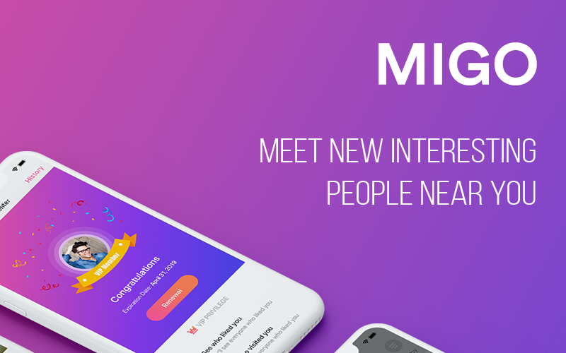 Download UI элементы "MIGO Dating Mobile UI Kit " / MIGO Dating Mobile UI Kit  - UI элементы на тему графика app ui dating meet flat chat swipe interface iphonex kit mobile ios11 friend social badoo tinder migo match