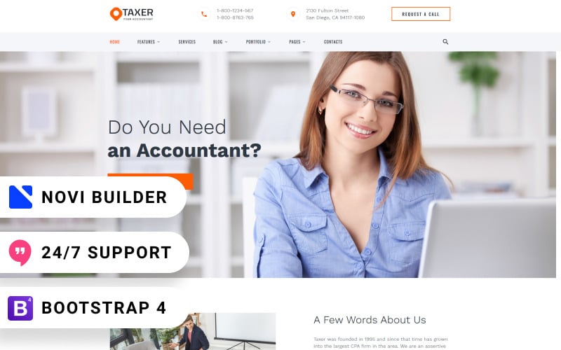 шаблон сайта бухгалтерской компании novi builder