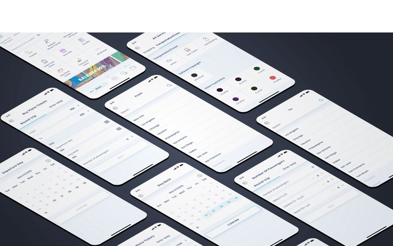 Download UI элементы "Plane Tickets UI Elements" / Plane Tickets UI Elements - UI элементы на тему графика 