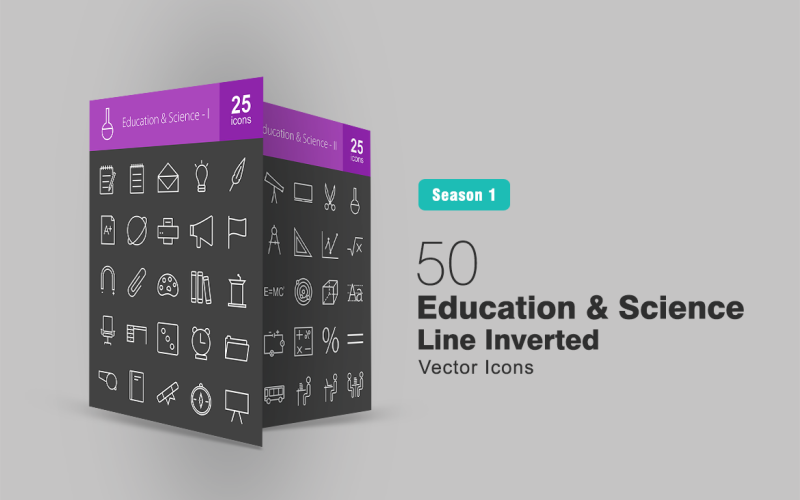 Download Набор иконок "50 Education & Science Line Inverted Icon Set" / 50 Education & Science Line Inverted Icon Set - Набор иконок на тему графика education icons science book icon diploma board notebook pen paper exam compass calculator alphabet dna puzzle chemistry statistics geometry iconbunny