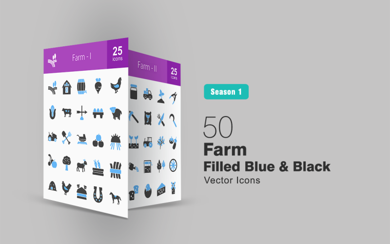 Download Набор иконок "50 Farm Filled Blue & Black Icon Set" / 50 Farm Filled Blue & Black Icon Set - Набор иконок на тему графика farm,icon,barn,barrel,beet,chicken,animals,eggs,goat,fields,fruits,vegetables,hive,horse,shoe,irrigation,milk,planting,tree,seeds