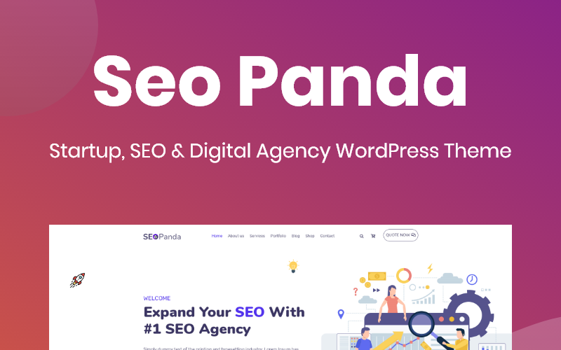 многофункциональное цифровое агентство, seo &amp; startup wordpress elementor theme