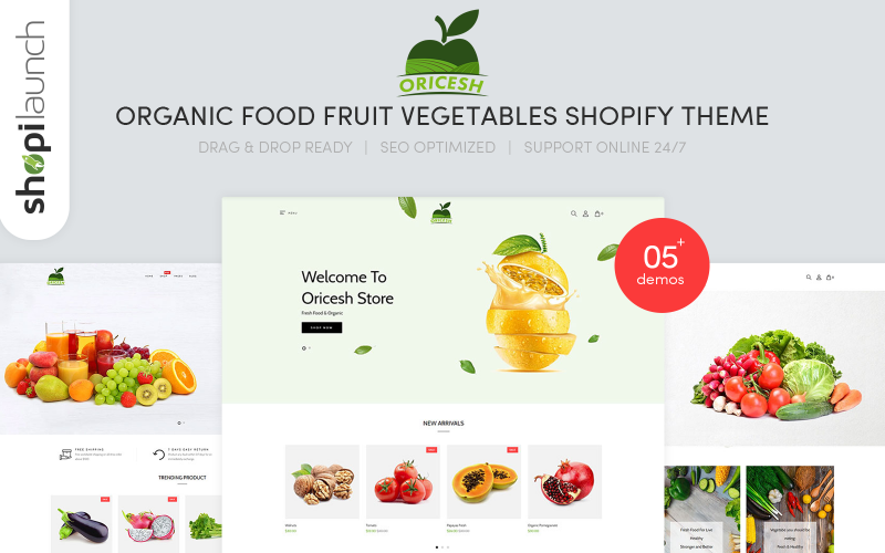 органическая еда фрукты овощи shopify тема