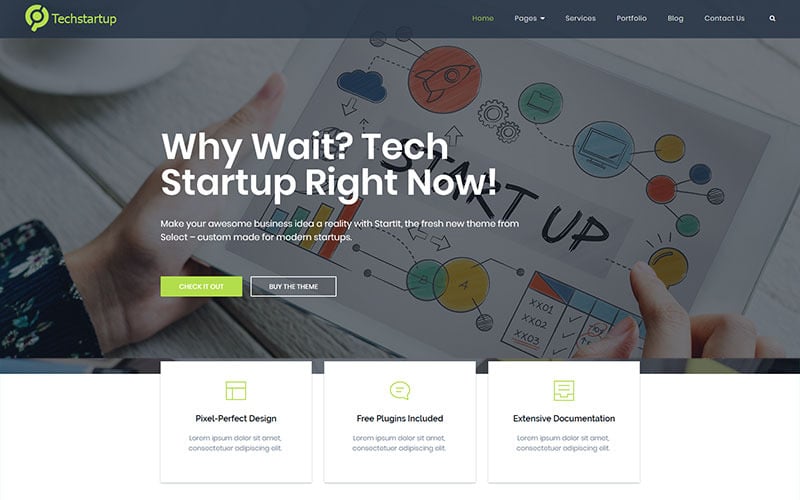 tech startup инновации wordpress тема