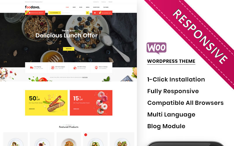 кафе и ресторан премиум-класса woocommerce тема