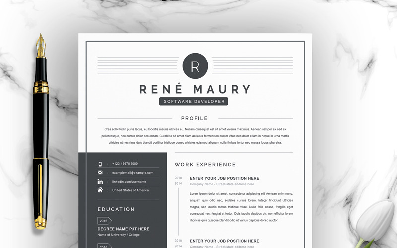 Download Резюме "Rene Maury Resume Template" / Rene Maury Resume Template - Резюме на тему графика resume,template,cv,word,professional,hr,office,assistant,resume,a4,clean,cv,cover,letter,creative,curriculum,vitae,design,template,doc