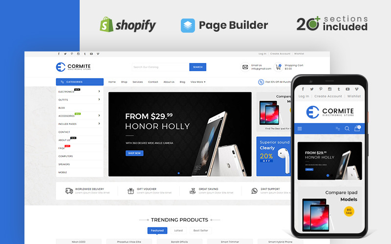 кормит магазин электроники shopify тема