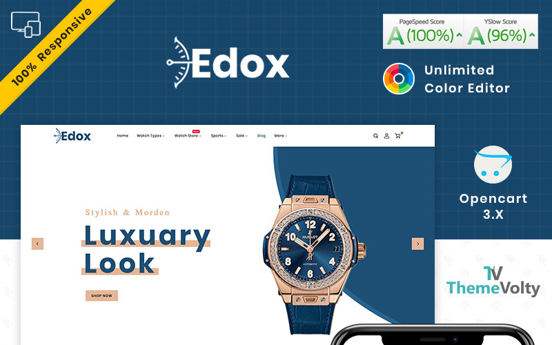 edox watch store theme opencart шаблон