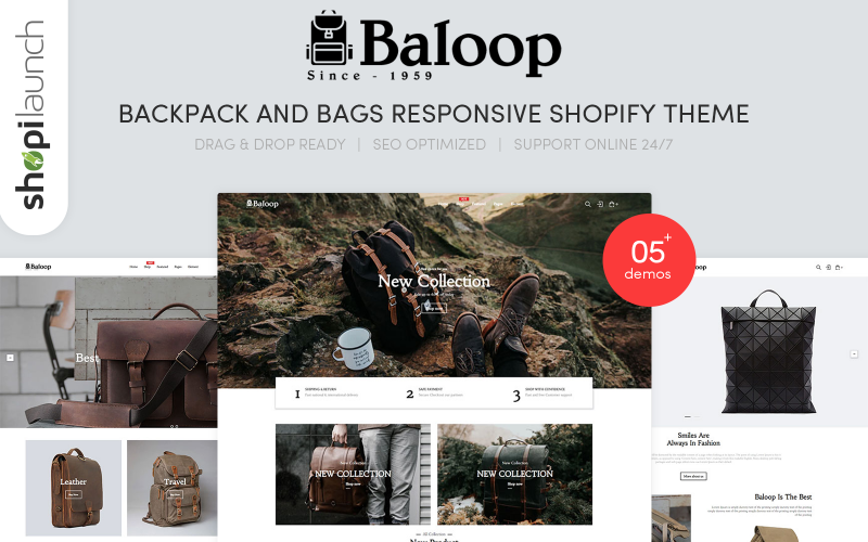 рюкзак и сумки отзывчивая тема shopify