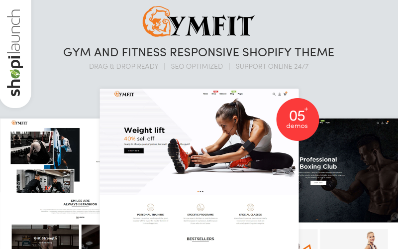 тренажерный зал и фитнес отзывчивая тема shopify