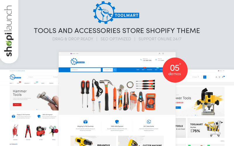 магазин инструментов и аксессуаров отзывчивая тема shopify