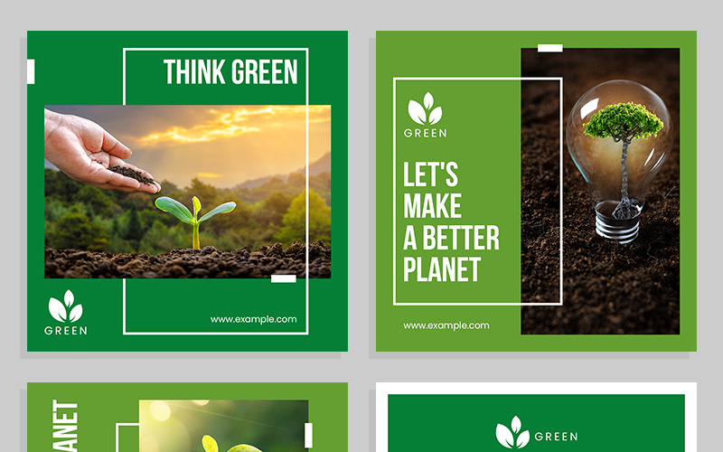 Download Шаблон для соцсетей "Environment Set with Green Accents Social Media Template" / Environment Set with Green Accents Social Media Template - Шаблон для соцсетей на тему графика environment,social,media,post,care,nature,organic,plant,bio,eco,ecology,go,green,healthy,life,lifestyle,natural,friendly,positive,background