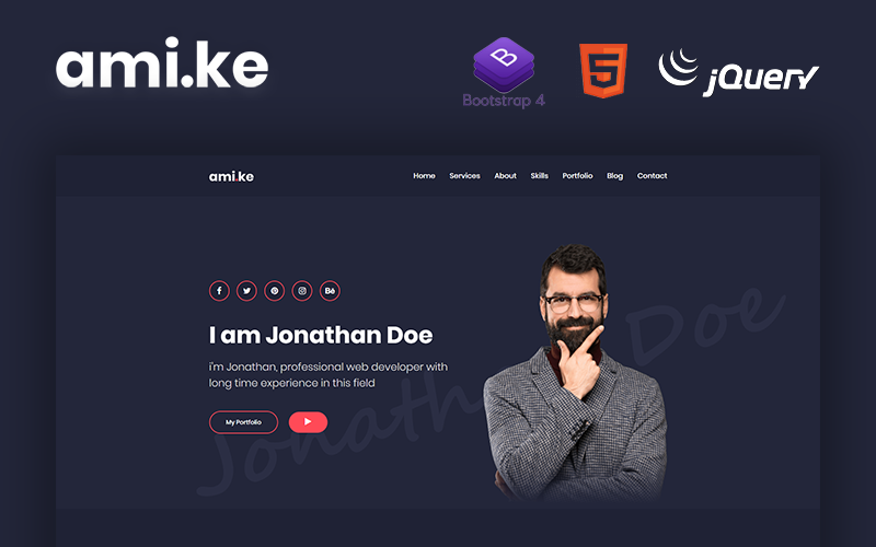 личный портфель boostrap 4 шаблон сайта