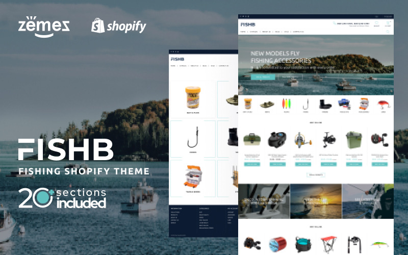 shopify рыбалка дизайн сайта шаблон shopify тема