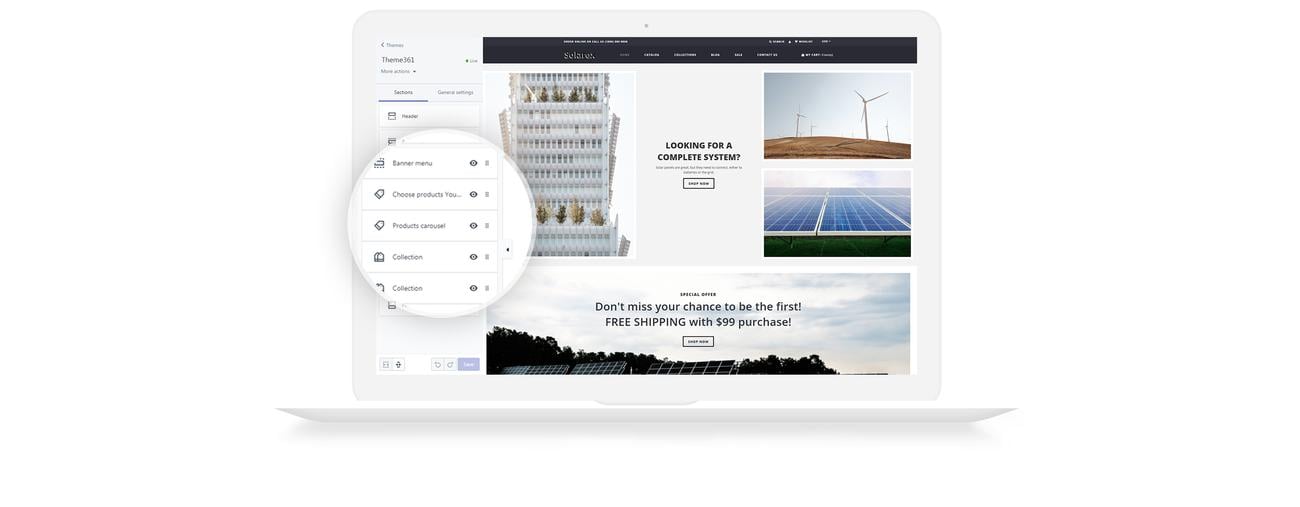 солнечная энергия многостраничная чистая тема shopify