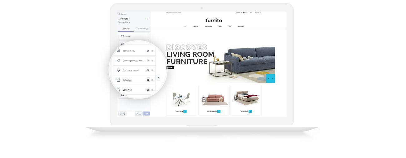 интерьер и мебель магазина modern shopify theme