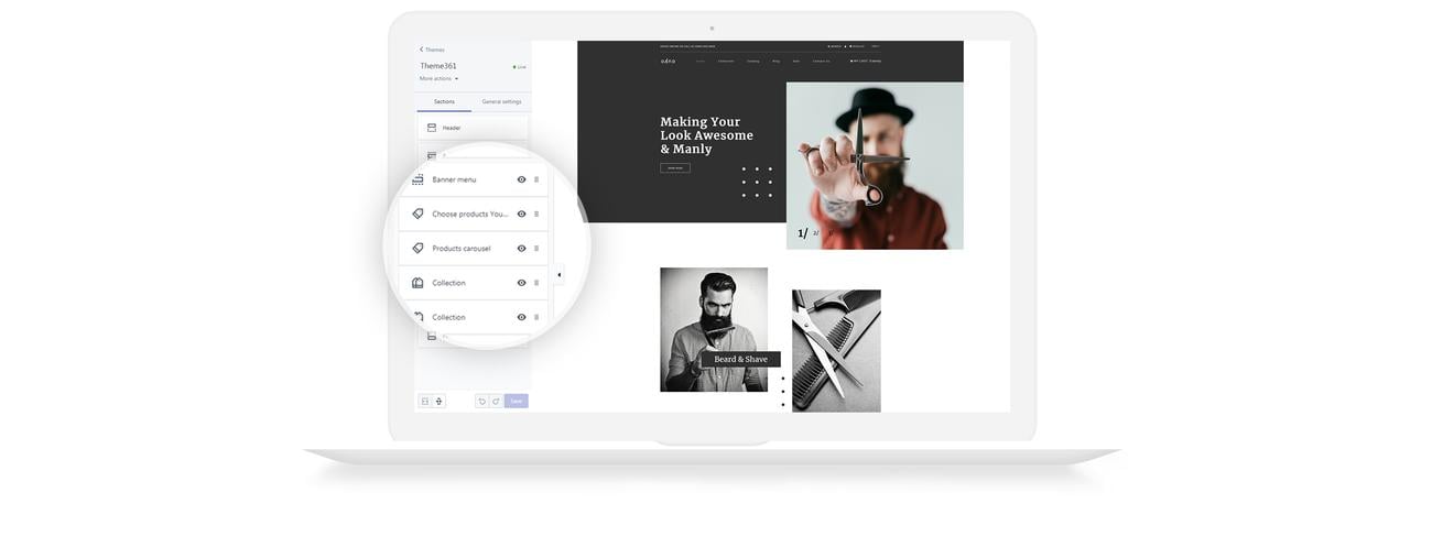 парикмахерская многостраничная современная тема shopify