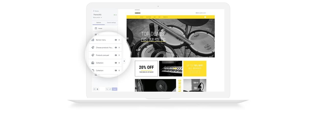 аудио магазин электронная коммерция современная тема shopify