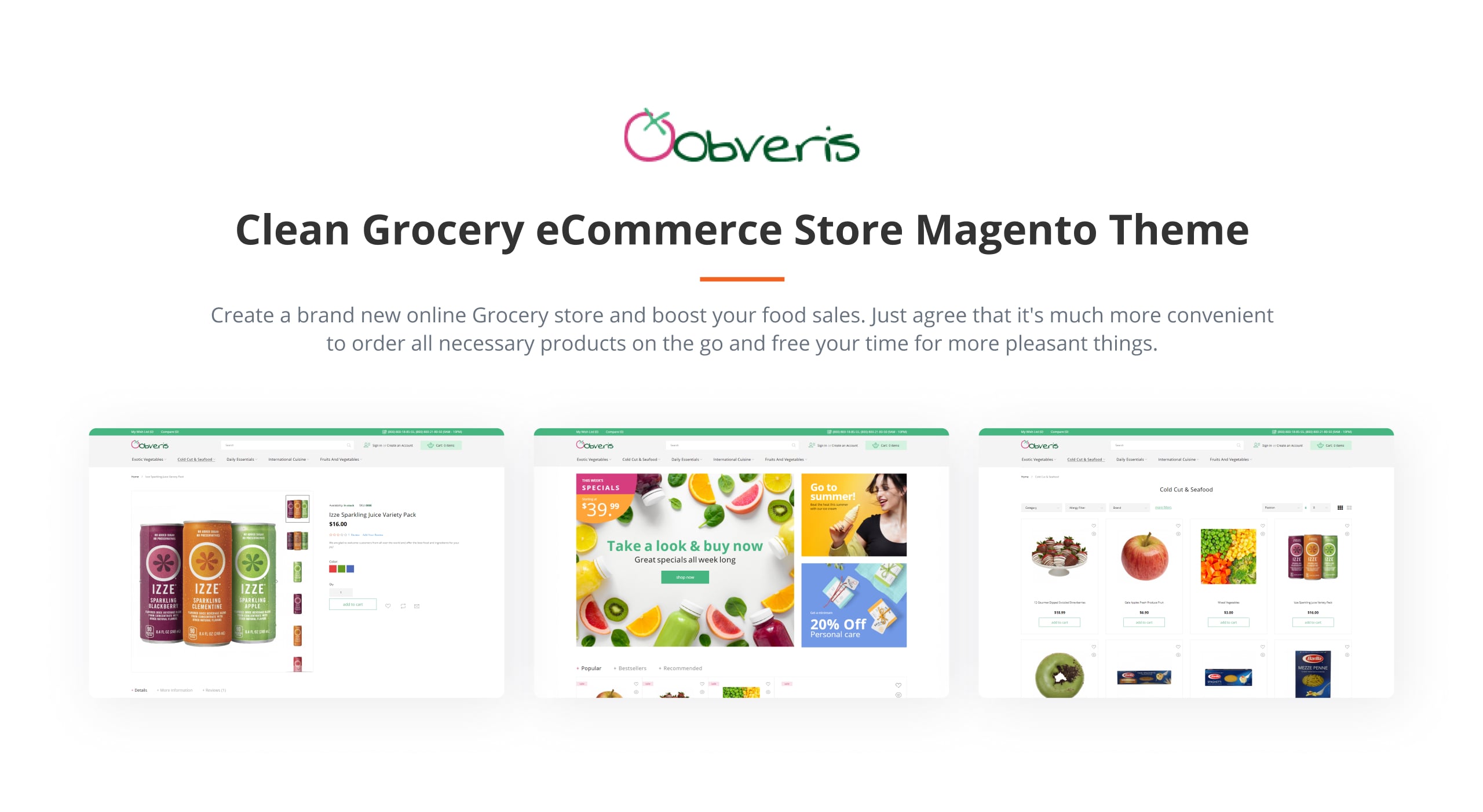 чистый продуктовый магазин электронной коммерции magento theme