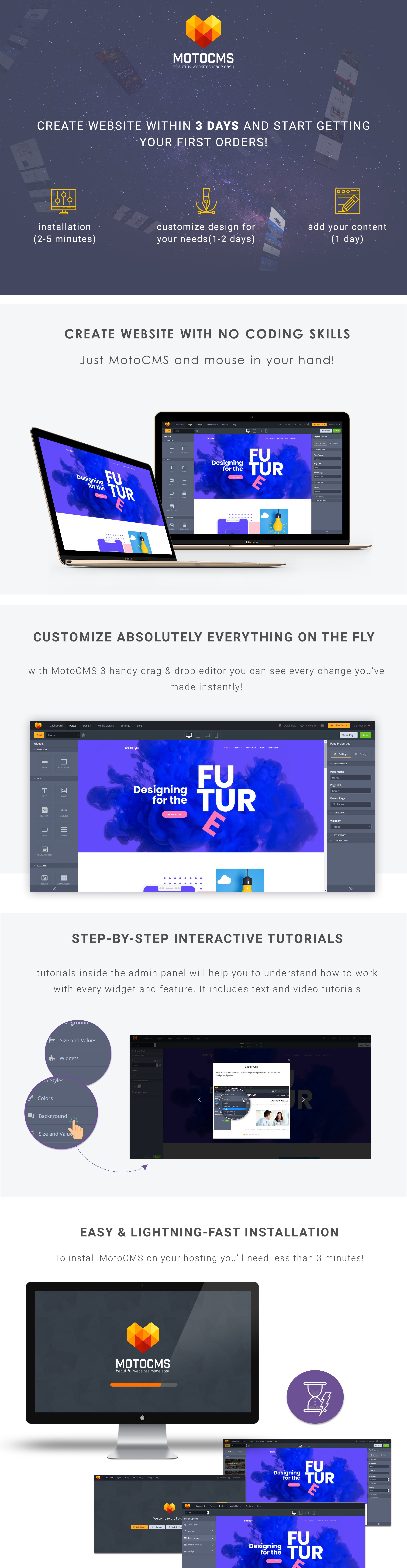 шаблон creative startup moto cms 3