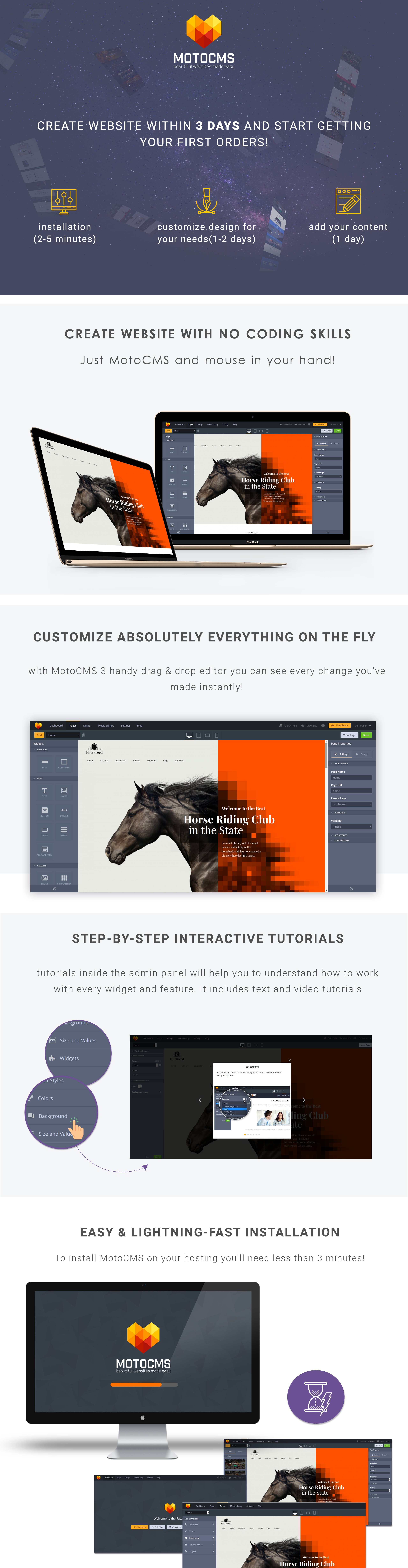 шаблон horse riding club moto cms 3
