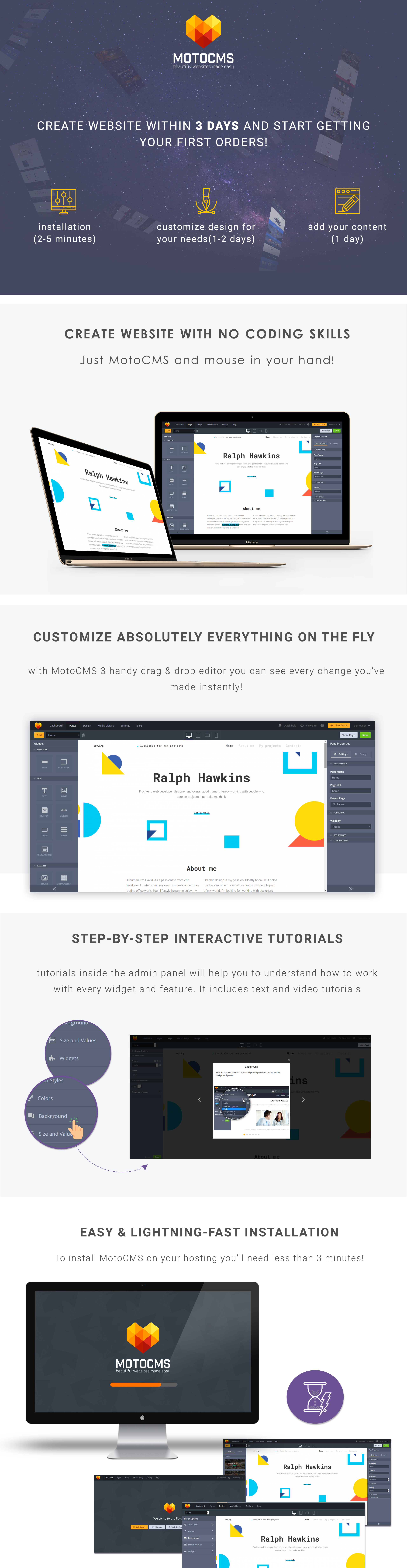 Web Developer Portfolio Moto CMS 3 Template