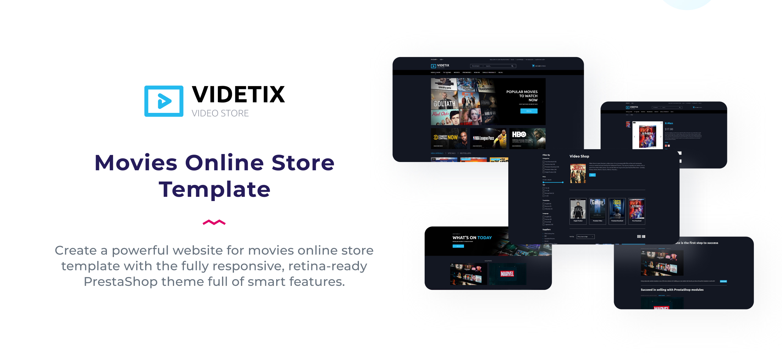 фильмы интернет магазин шаблон prestashop тема