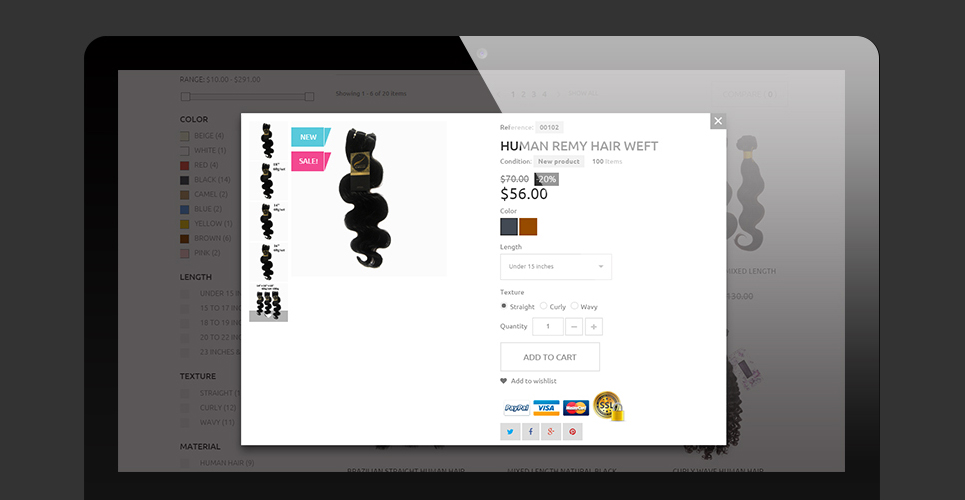 прическа prestashop тема